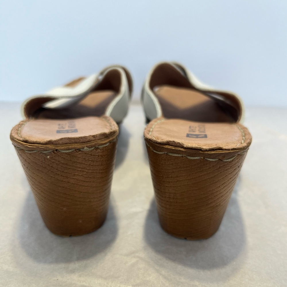 White Mountain Moon Chunky Platform Sandals Sz 9 White Criss Cross Leather Strap - Picture 7 of 10